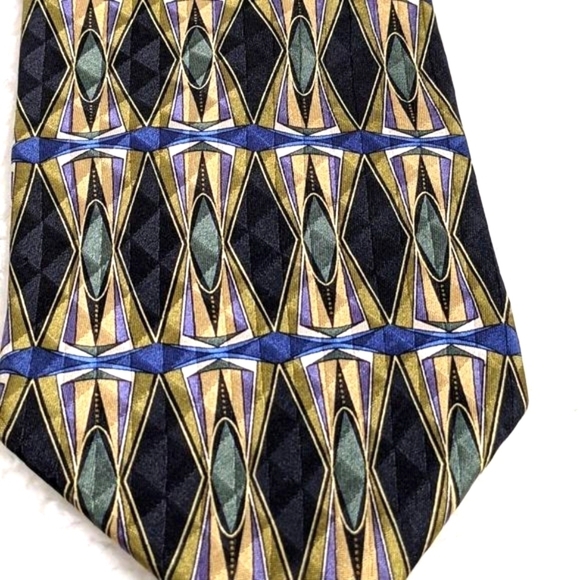 Vintage Men's Cambridge Classic 100% Silk Tie Geometric Motif - Picture 11 of 13